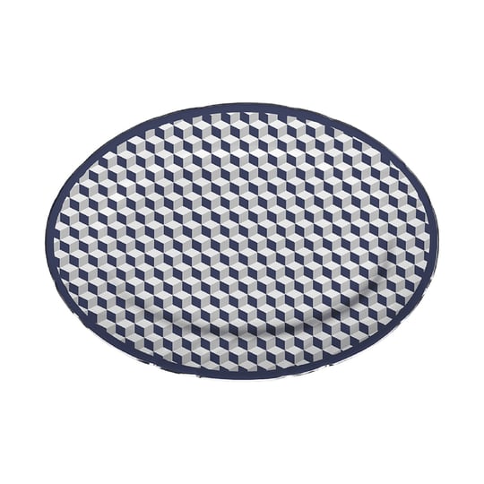 Baci Milano Versailles Porselen Oval Servis Tabağı 26 cm x 36 cm Mavi