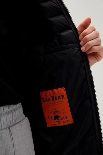 Bad Bear 21.02.15.009_Miner Puffer Dik Yaka Normal Kalıp Düz Siyah Erkek Mont XL 21.02