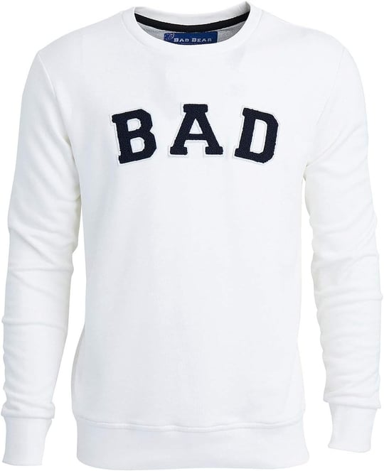 Bad Bear Bisiklet Yaka Uzun Kollu Cepsiz Nakışlı Normal Kalıp Beyaz Erkek Sweatshirt XL