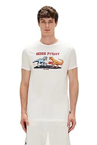 Bad Bear Boss Erkek Beyaz Bisiklet Yaka Tişört, L, 230107020-WHT