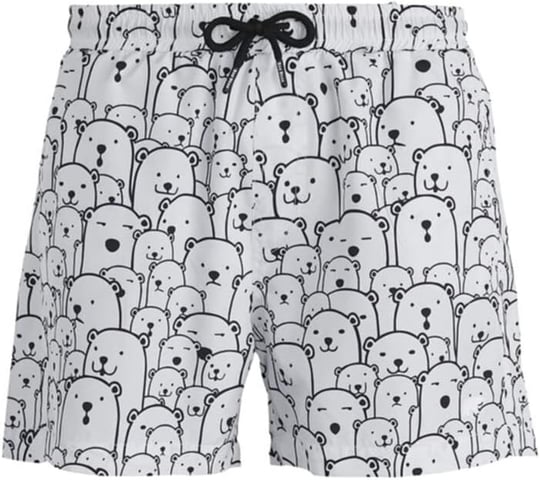 Bad Bear Erkek Desenli Beyaz Deniz Şortu - 21.01.09.011 (Off-White/M)