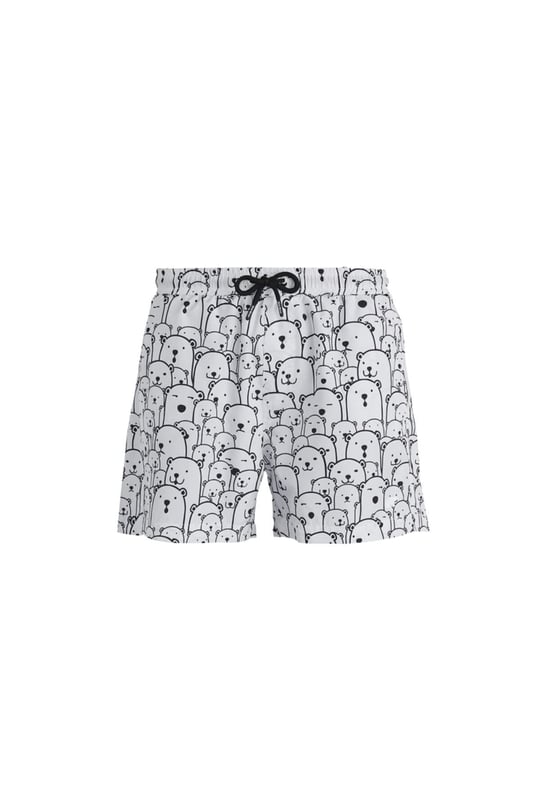 Bad Bear Erkek Desenli Beyaz Deniz Şortu - 21.01.09.011 (Off-White/M)