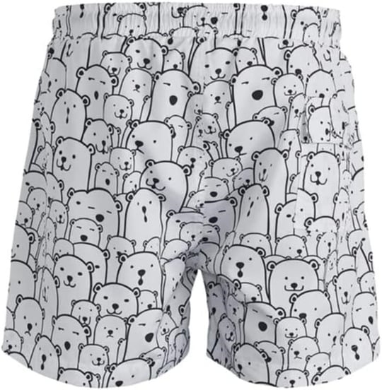 Bad Bear Erkek Desenli Beyaz Deniz Şortu - 21.01.09.011 (Off-White/M)