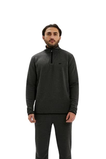 Bad Bear Erkek Koyu Gri Fermuar Yakalı Half-Zip Sweatshirt L