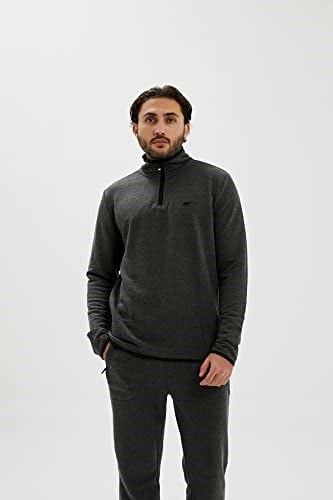 Bad Bear Erkek Koyu Gri Fermuar Yakalı Half-Zip Sweatshirt L