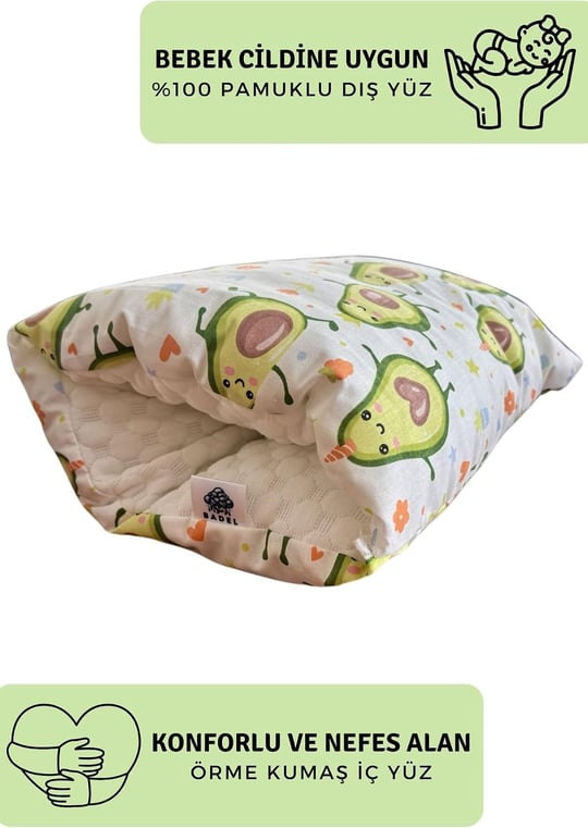 Badel Tekstil Emzirme Destek Kolluğu | Çift Taraflı, Avokado Desen, Kol Yastığı Model