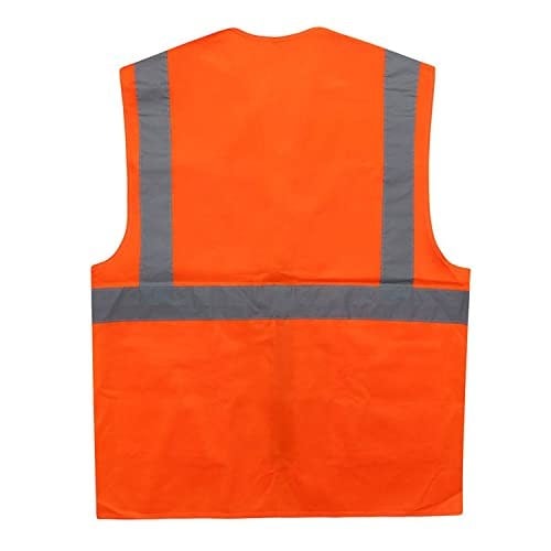 Badem10 Mühendis Tipi İkaz Yeleği Cepli Fosforlu Turuncu Standart Beden