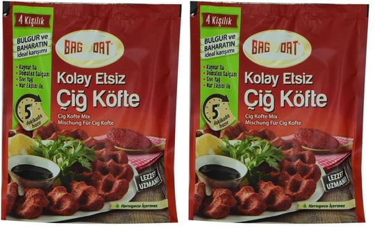 Bağdat Kolay Etsiz Çiğ Köfte Bulgur ve Baharat Karışımı 4 Kişilik 120 g 2li paket - Seçenekler: 12 cm x 16 cm x 1 cm, 12 cm x 16 cm x 1 cm (2 paketi)