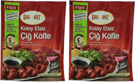 Bağdat Kolay Etsiz Çiğ Köfte Bulgur ve Baharat Karışımı 4 Kişilik 120 g 2li paket - Seçenekler: 12 cm x 16 cm x 1 cm, 12 cm x 16 cm x 1 cm (2 paketi)