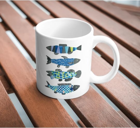 Balık Baskılı Kupa Bardak Hediyelik Şık Çay Kahve Kupası Coffee Mug