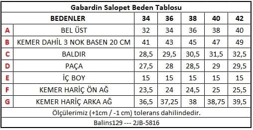 Balins Kadın Gabardin Salopet Bej 34