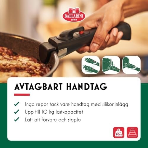 BALLARINI Torre kızartma tavası seti, seramik kaplama, 24 + 28 cm, indüksiyonlu ocaklara uygun, 2 çıkarılabilir saplı, alüminy - Seçenekler: 20 cm + 28 cm + 16 cm + 1 Griff, 24 cm + 28 cm + 1 Griff...