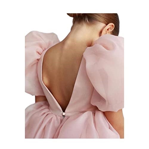 Balon Kollu Organze Kız Çocuk Elbise Kristal Tüllü Tasarım Abiye