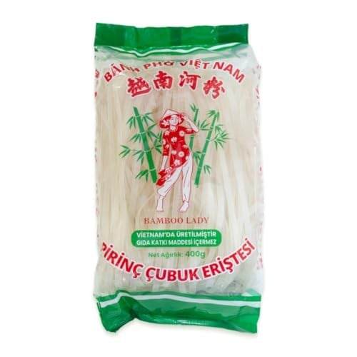 BAMBOO LADY Pirinç Çubuk Eriştesi 5mm, Vietnam Menşeli, 400G (Vietnamese Rice Stick Noodle)