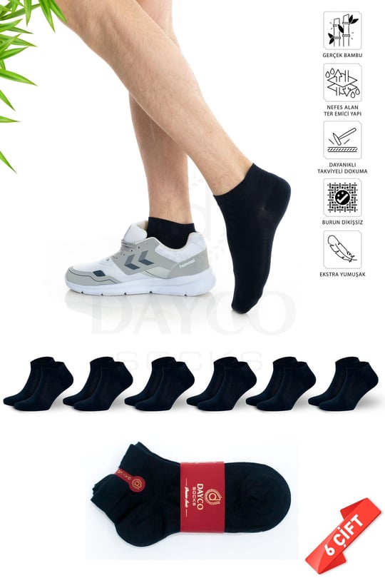 Bambu Erkek Dikişsiz Premium Patik Lacivert Çorap 6lı Set - 41-45 - 10500-L