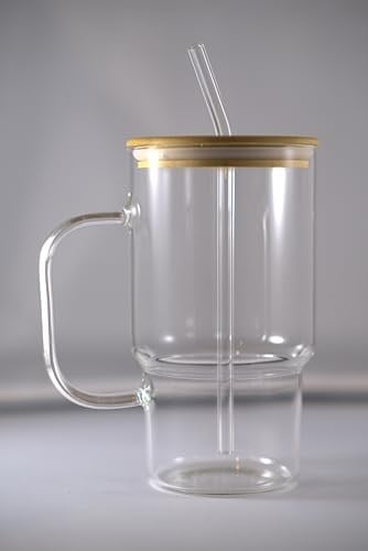 Bambu Kapaklı Isıya Dayanıklı Cam Bardak | 1000ml Şeffaf Mug + Cam Pipet | Sıcak & Soğuk İçecekler için Şık Minimalist Tasarım | Kahve, Çay, Smoothie, Buzlu İçecekler İçin İdeal