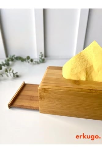 Bambu Peçetelik, 23 cm Masaüstü Peçete Kutusu, Bambu Kağıt Mendil Kutusu Kahverengi 23 x 13