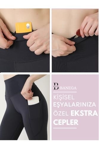 Banega Kadın Lacivert Yüksek Bel Çift Cepli Push Up Toparlayıcı Sıkılaştırıcı Spor Tayt-1