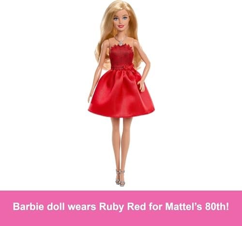 Barbie 80.yıl kırmızı elbiseli, JGD25