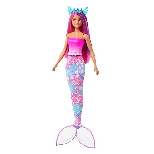 Barbie™ Dreamtopia Bebek ve Aksesuarlar Barbie Bebek ve evcil hayvanları, kıyafetli bebek, deniz kızı kuyruğu ve etek HLC28 - Seçenekler: Deniz kızı bebek (pembe saç)...
