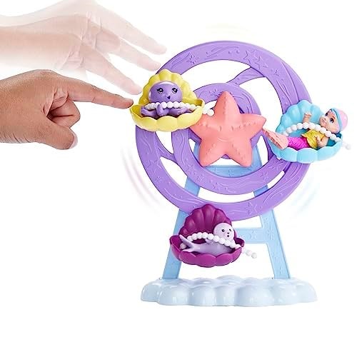 Barbie-Dreamtopia Deniz Kızı Bebek ve Çocuk Oyun Alanı - Seçenekler: deniz kızı ile deniz bebeği bakım seti...