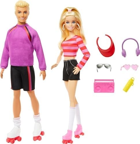 Barbie & Ken 65. Yıl 2li Parti Bebekler Barbie & Ken 65. Yıl 2li Parti Bebekler ve 6 aksesuarlı set, paten teması, 65. yıl dönümü HXK90