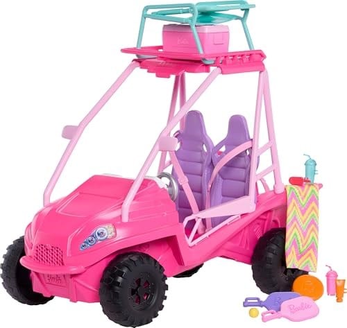 Barbie Mysteries: Beach Detectives oyun seti, oyuncak plaj arabası ve plaj sandalyesi ile havlu dahil 10dan fazla aksesuar, JFV68