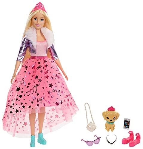 Barbie Prenses Macerası Prenses Tarzı Bebeği (30 cm boyunda), Yavru köpeği ile 3-7 yaş için GML76