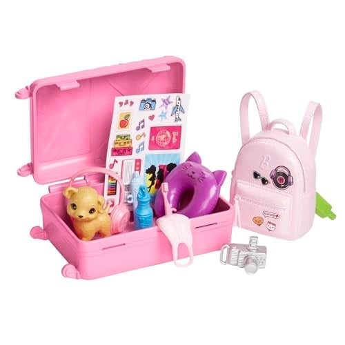 Barbie Seyahatte Bebeği ve Aksesuarları Barbie bebek ve aksesuarları, yavru köpeğiyle seyahat seti HJY18
