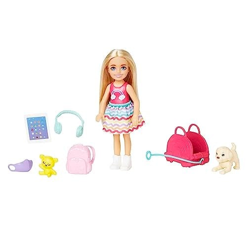 Barbie Seyahatte Chelsea Bebek ve Aksesuarları Barbie oyuncakları, Chelsea™ bebek ve aksesuarları, yavru köpeğiyle seyahat seti HJY17