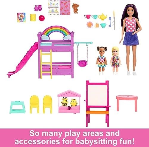 Barbie Skipper Bebek Bakıcılığı Eğlencesi Oyun Seti 3 bebek, mobilya ve 15ten fazla aksesuar ile Barbie Skipper Bebek Bakıcılığı Eğlencesi oyun seti HND18 | 3 Bebek, Mobilya ve 15+ Aksesuar, Ranzalar