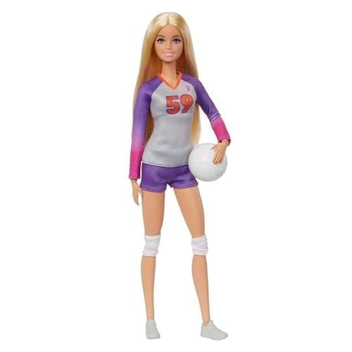 Barbie Sporcu Bebekler, üniforması ve topuyla Barbie Voleybolcu Bebek ile aksesuarları, HKT72