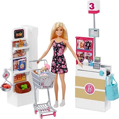 Barbie Süpermarkette Oyun Seti, Alışveriş Sepeti ve 25ten Fazla Aksesuar Dahil FRP01