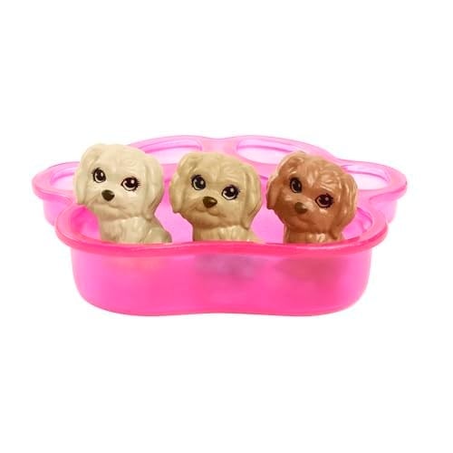 Barbie ve Hayvan Dostları Barbie ve Hayvan Dostları Oyun Seti, köpek, 3 yavru köpek ve aksesuarlar, 3-7 yaş HCK75