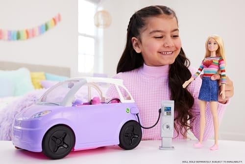 Barbienin Elektrikli Arabası Barbie arabası, çocuklar için oyuncaklar, şarj istasyonlu elektrikli araba HJV36