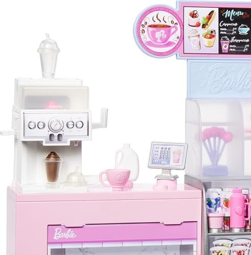 Barbienin Kahve Dükkanı Barbienin Kahve Dükkanı oyun seti sarışın barista Barbie, kahve makinesi ve 10dan fazla aksesuar HXN94