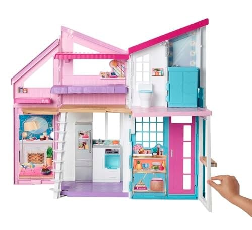 Barbienin Muhteşem Malibu Evi Barbienin Malibu Evi, Dönüşüm Özellikli, 25ten Fazla Parçalı ve 2 Katlı Bebek Evi FXG57 FXG57