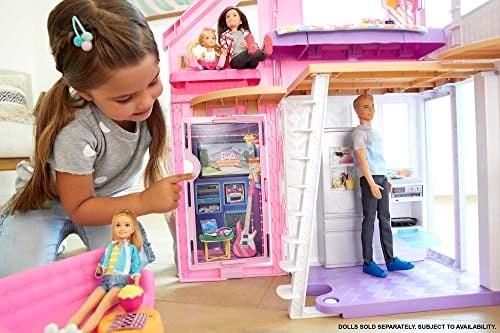 Barbienin Muhteşem Malibu Evi Barbienin Malibu Evi, Dönüşüm Özellikli, 25ten Fazla Parçalı ve 2 Katlı Bebek Evi FXG57 FXG57