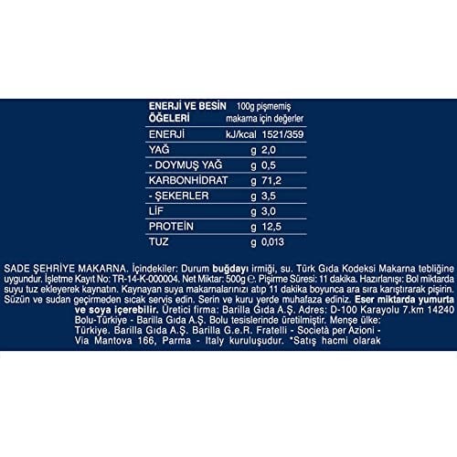 Barilla Arpa Şehriye (Risoni) 500 g. (3 paketi)