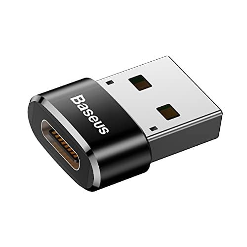 Baseus, Bilgisayar/Telefon Mini Hub Adaptörü, Siyah, 3A, Giriş: USB Type A 2.0, Çıkış: USB Type C,Seyahat Boy, Hafif