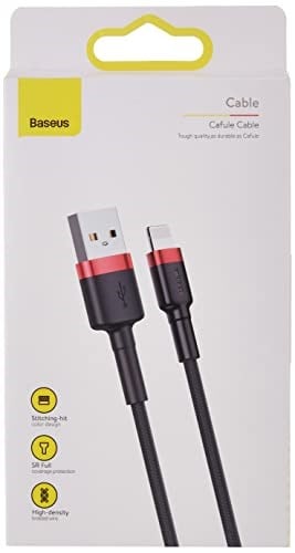 Baseus Cafule Serisi, 1.5 A USB-A & Lightning Şarj & Data Aktarım Kablosu, 2 Metre, Kırmızı - Siyah