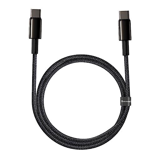 Baseus Tungsten Gold Hızlı Şarj Kablosu Type-C to Type-C 100W, 1m, Siyah