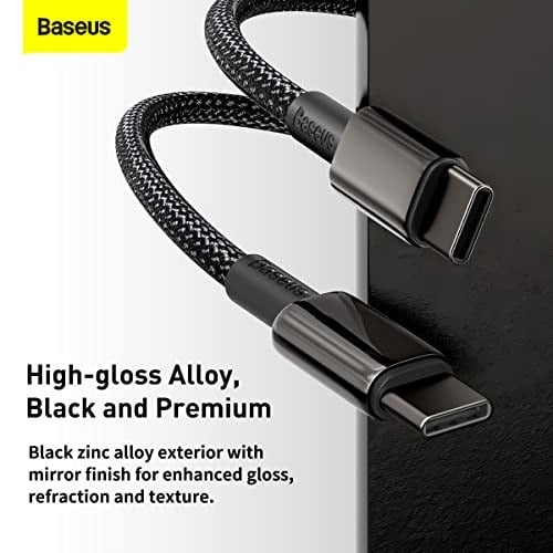 Baseus Tungsten Gold Hızlı Şarj Kablosu Type-C to Type-C 100W, 1m, Siyah