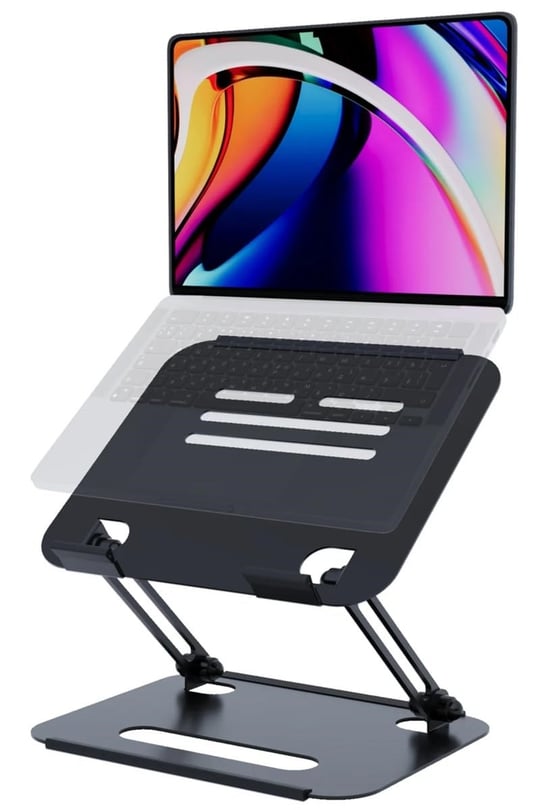 Basic 2 Tüm Modellerle Uyumlu Metal Kolay Ayarlanır Katlanabilir Siyah Laptop Standı Yükseltici Laptop Sehpası