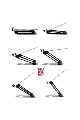 Basic 2 Tüm Modellerle Uyumlu Metal Kolay Ayarlanır Katlanabilir Siyah Laptop Standı Yükseltici Laptop Sehpası