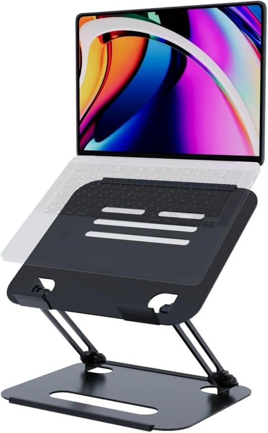 Basic 2 Tüm Modellerle Uyumlu Metal Kolay Ayarlanır Katlanabilir Siyah Laptop Standı Yükseltici Laptop Sehpası