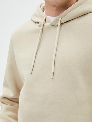 Basic Kapşonlu Sweatshirt Uzun Kollu Ribanalı Şardonlu