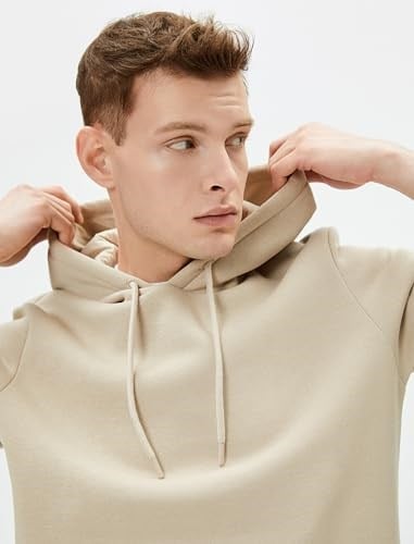 Basic Kapşonlu Sweatshirt Uzun Kollu Ribanalı Şardonlu