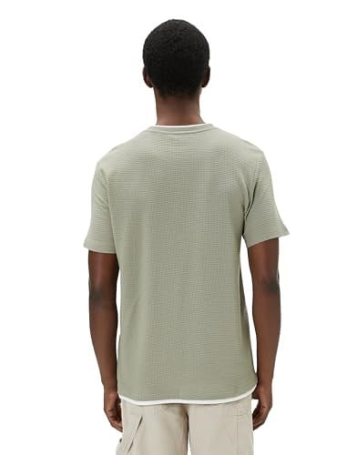 Basic Tişört Kumaş Detaylı Bisiklet Yaka Slim Fit Dokulu