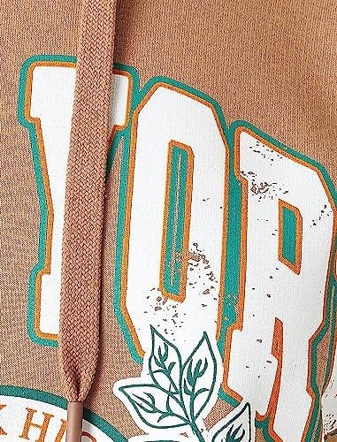 Baskılı Kapüşonlu Kolej Sweatshirt İçi Polarlı